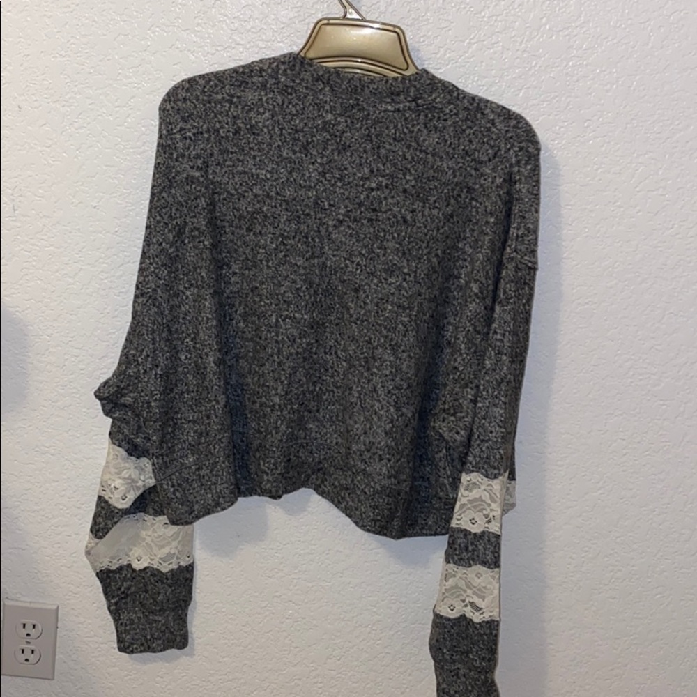 NWT Kooples Sport Gray Sweet Fleece & Lace - small - Picture 3 of 4